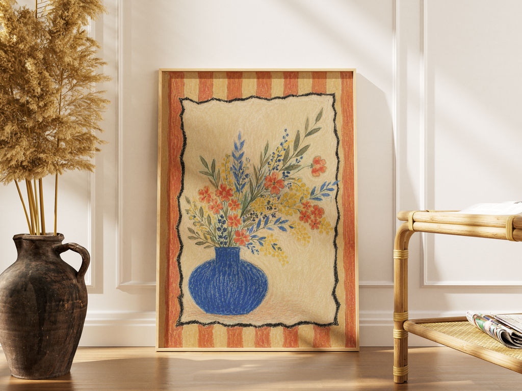 Cobalt Vase Flowers Print