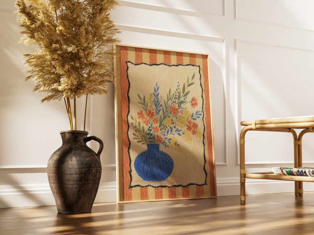 Cobalt Vase Flowers Print