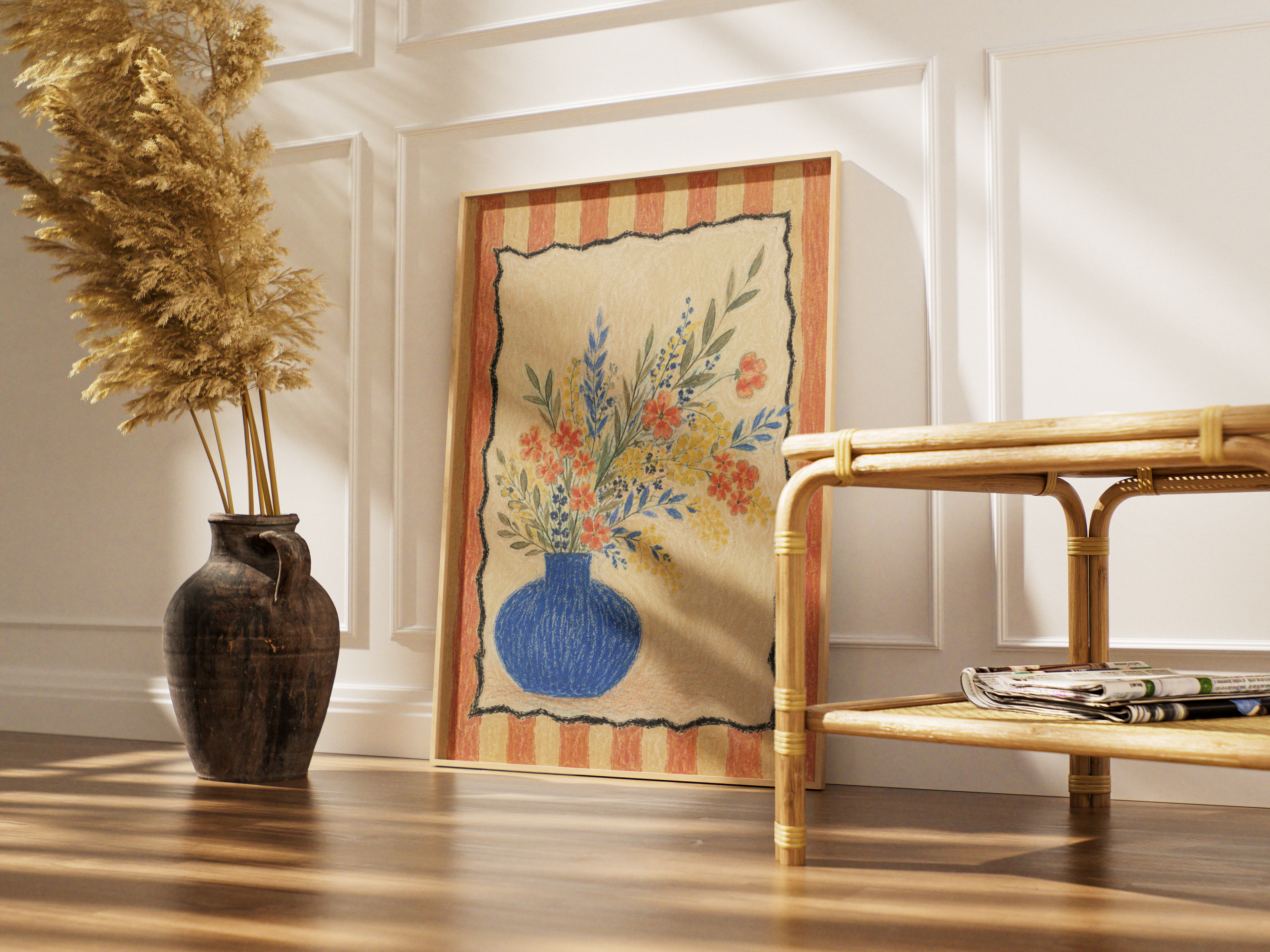 Cobalt Vase Flowers Print