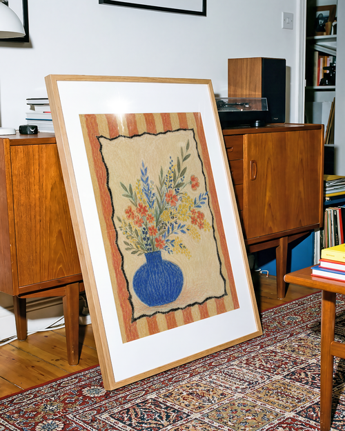 Cobalt Vase Flowers Print
