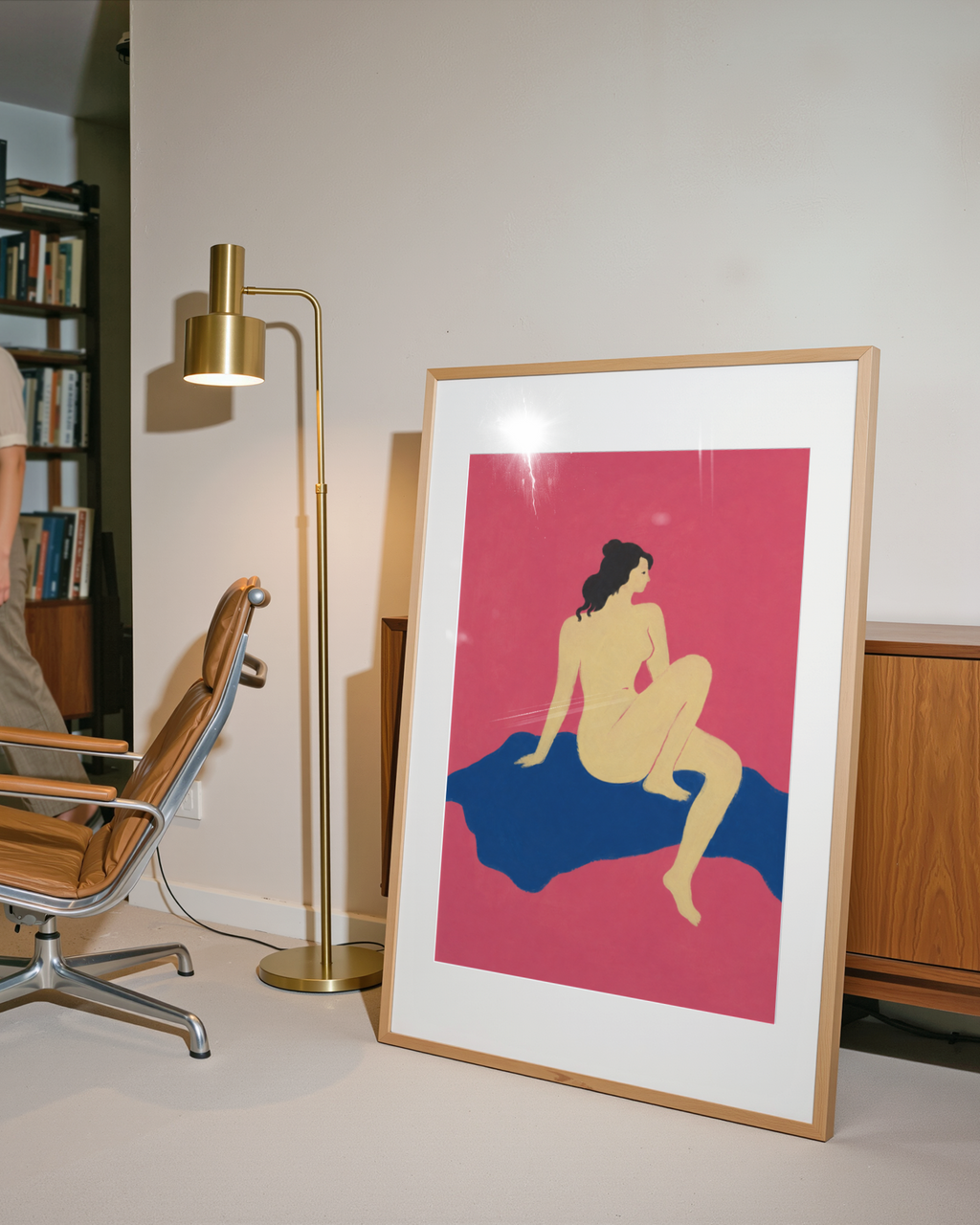 Seated Woman in Pink Print