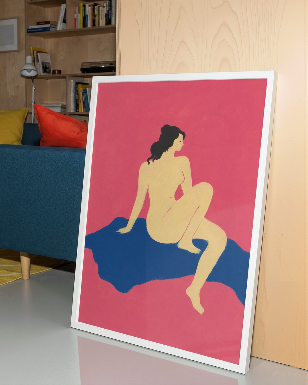 Seated Woman in Pink Print