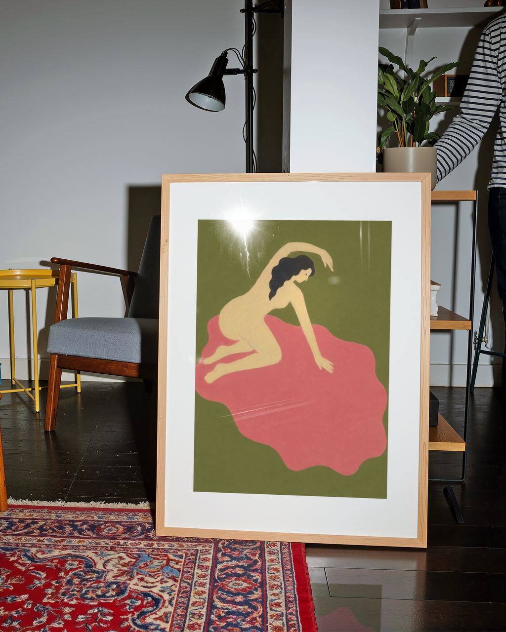Woman on Pink Print