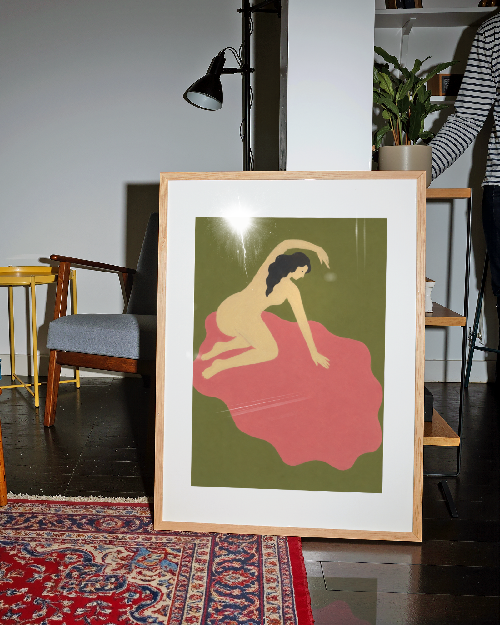 Woman on Pink Print