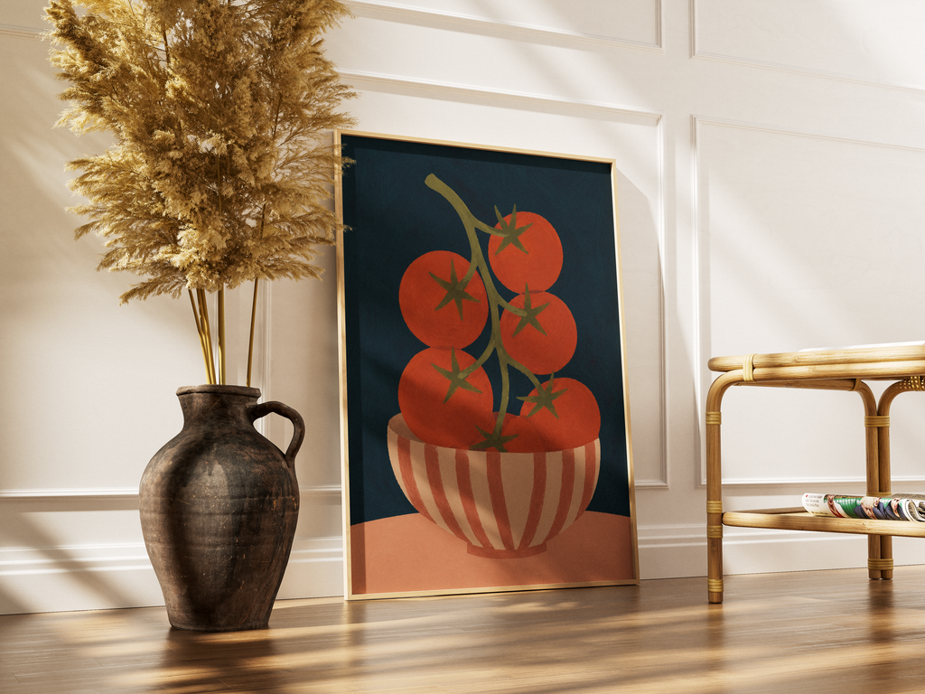 Tomatoes in a Striped Bowl