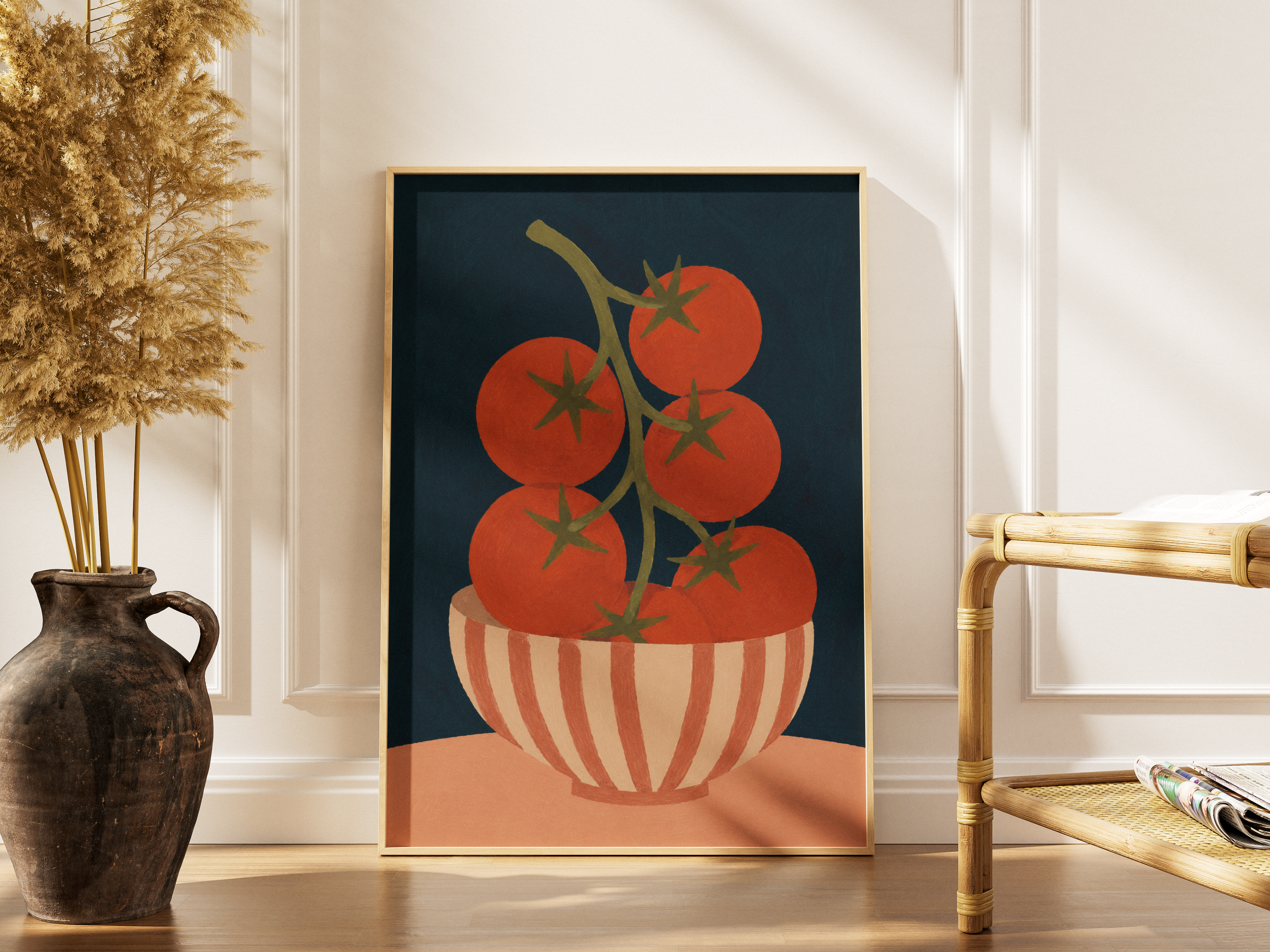 Tomatoes in a Striped Bowl