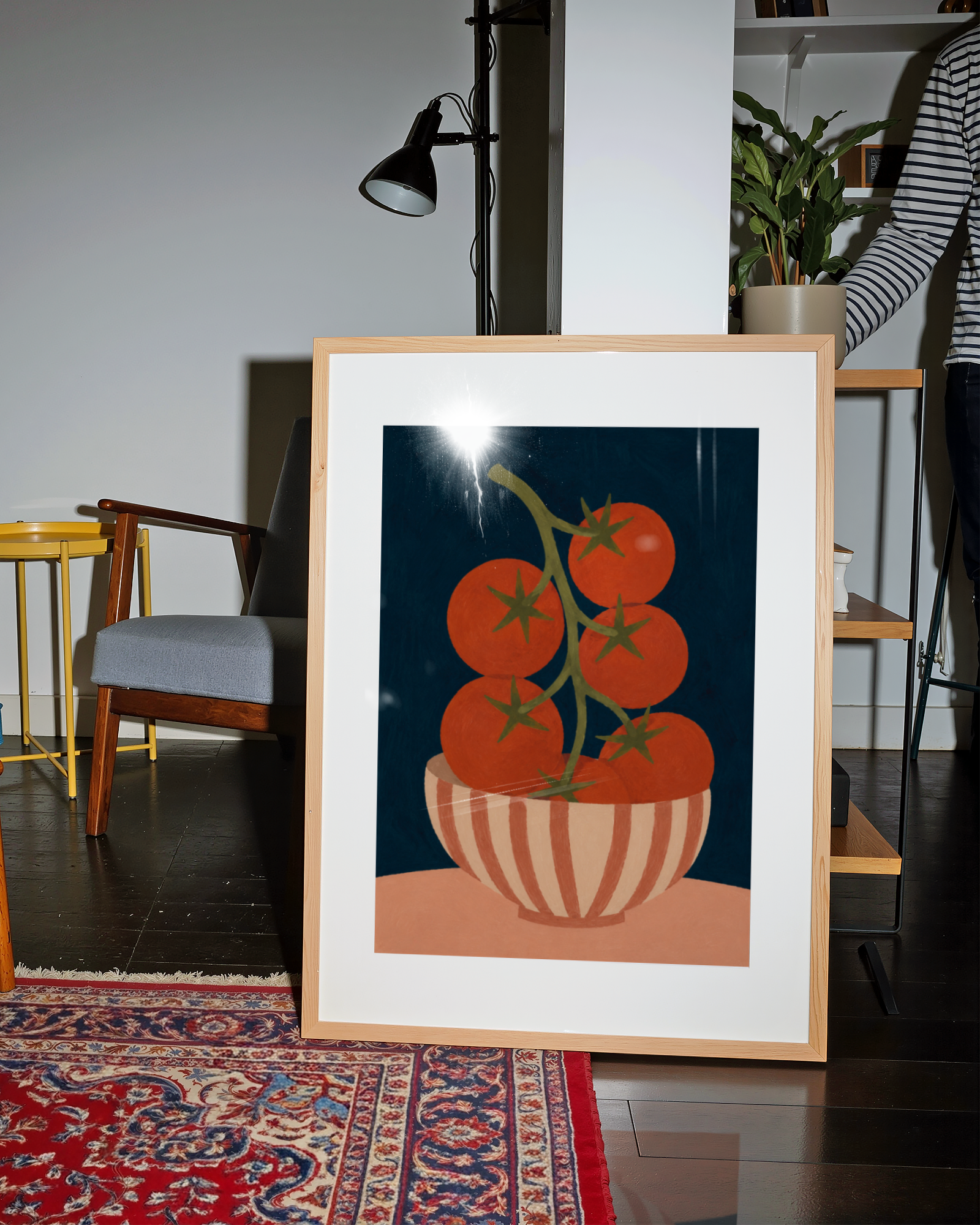 Tomatoes in a Striped Bowl