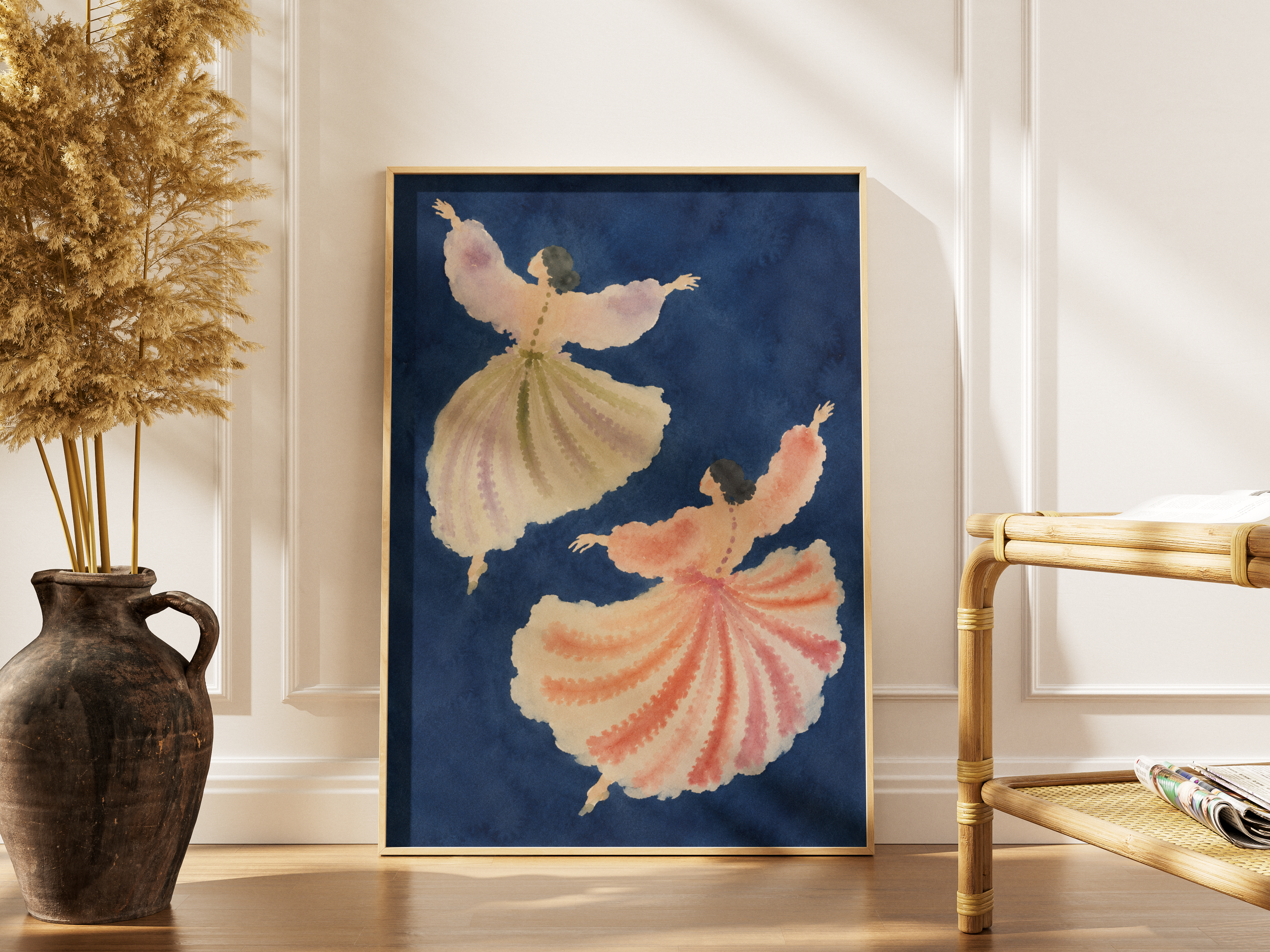 Deep Blue Watercolour Dancers