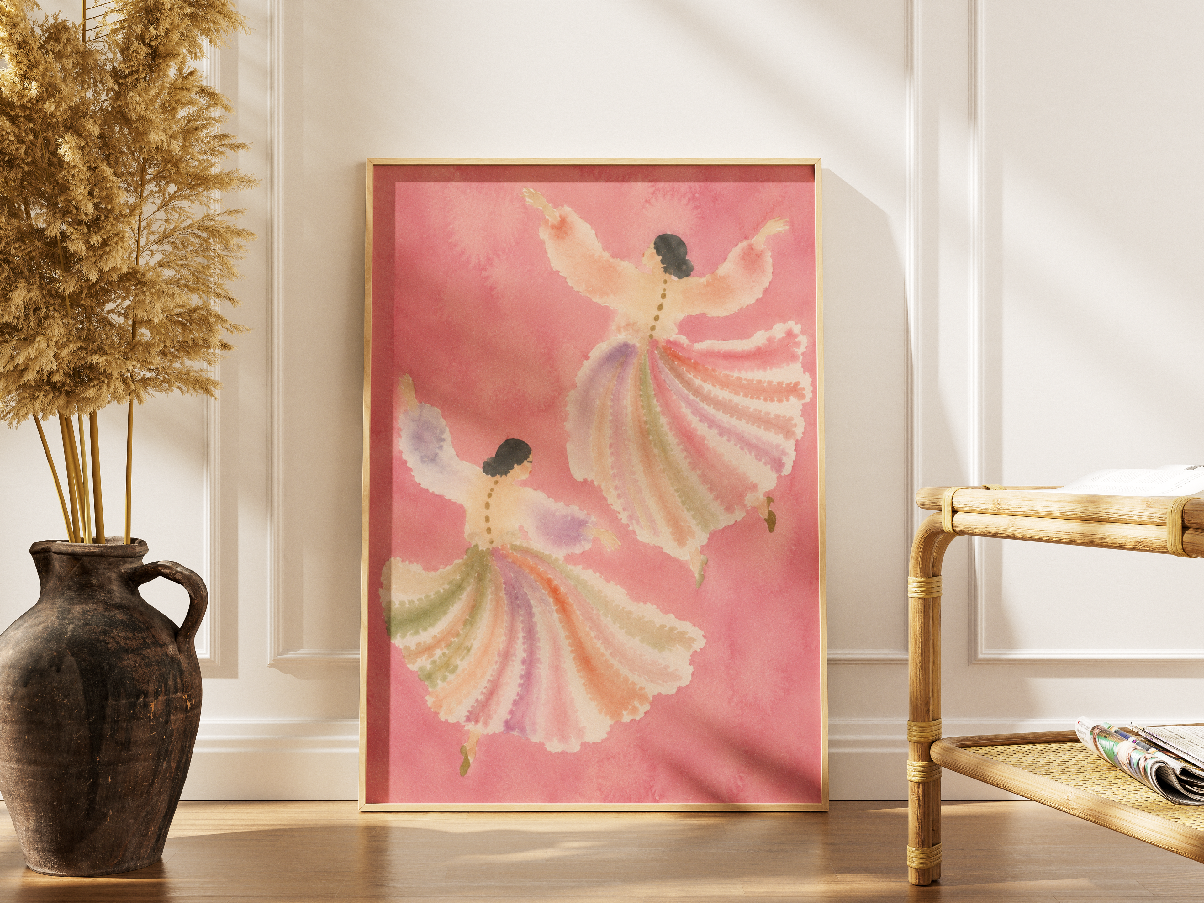Pink Watercolour Dancers