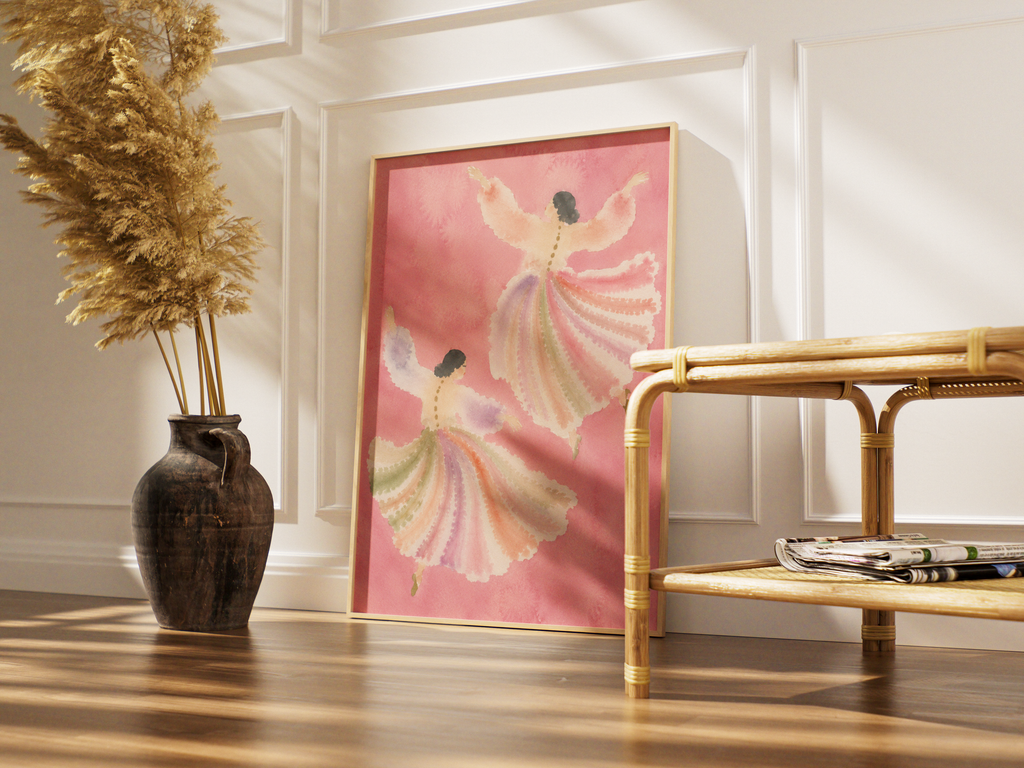 Pink Watercolour Dancers