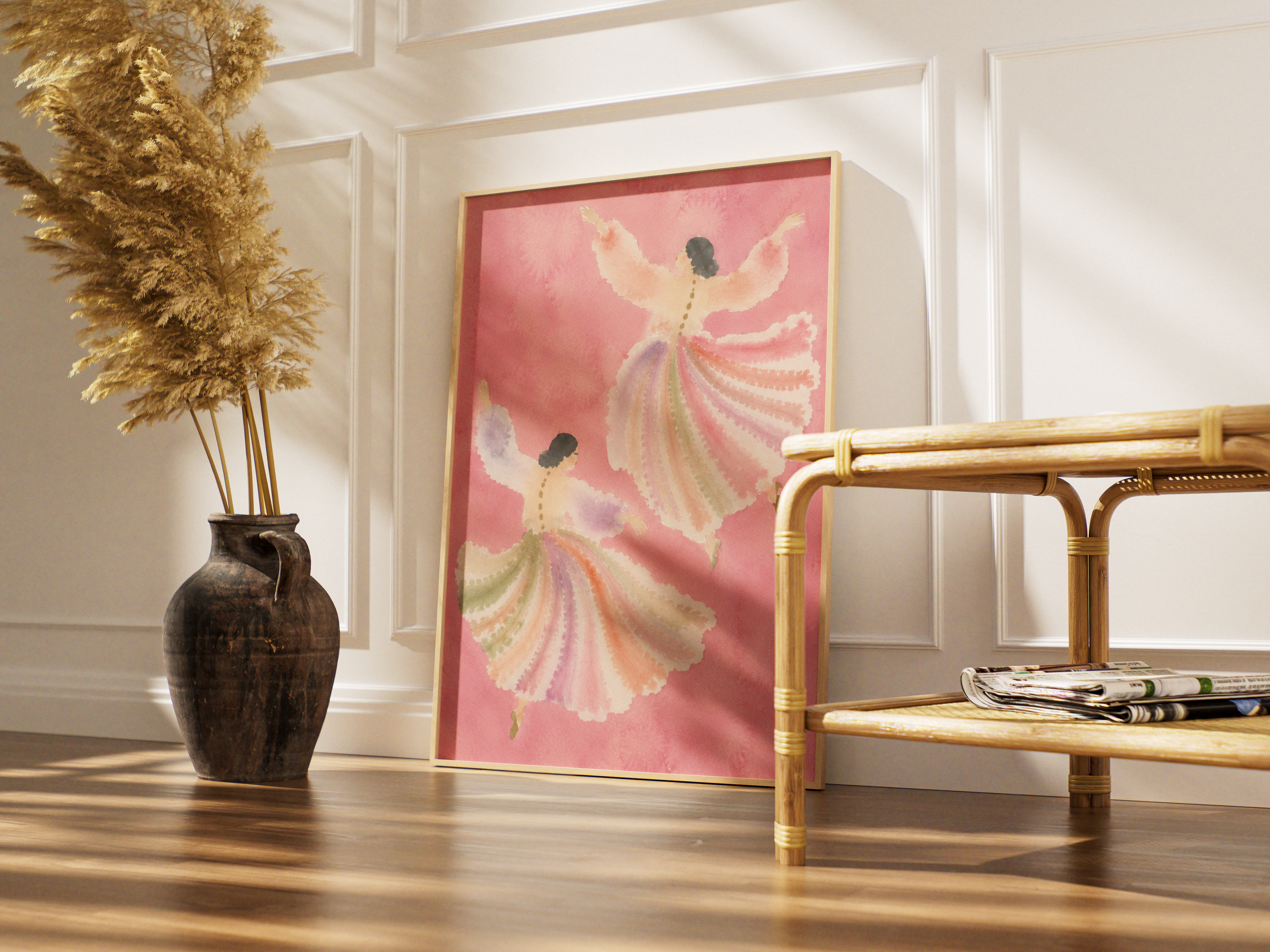 Pink Watercolour Dancers